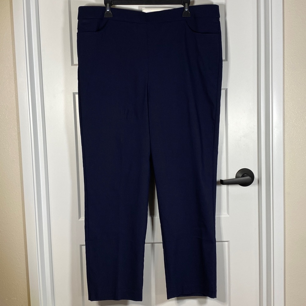 NWT Alfred Dunner Allure Blue Straight Leg Pants 18 Plus Slimming PullOn Trouser